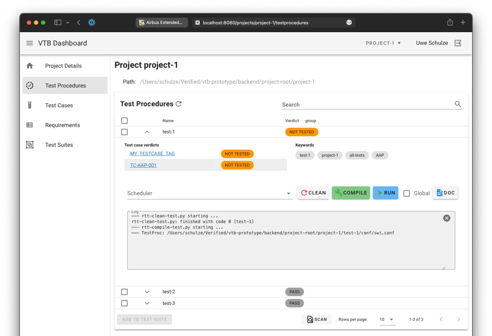 Intuitive Test Management Interface